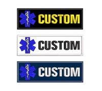 2 Pcs Personalised Military Patches Custom Embroidery with Star of Life Medical Emblem Name Tag Tactical Moral Name Patch for Camouflage Uniform Jacket Hoodie Backpacks Vest Work Shirts Clothing Bags