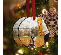 2 pcs Personalized Christmas Tree Decorations,Christmas Baubles 2024 with Double-sided Photos Text,Wood Christmas Ornaments Xmas Gifts for Couples Family Baby Pet Wedding
