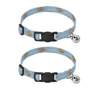 2 Pcs Pet Collar Cute Little Beaver Puppy Neckband Cat Collars Quick Release with Anti-Lost Bell