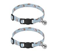 2 Pcs Pet Collar Cute Little Beavers Pattern Puppy Neckband Cat Collars Quick Release with Anti-Lost Bell
