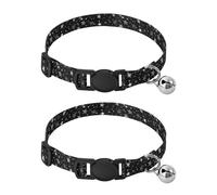 2 Pcs Pet Collar White Stars Pattern Puppy Neckband Cat Collars Quick Release with Anti-Lost Bell