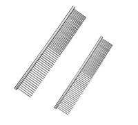 2 Pcs Pet Combs, Stainless Steel Dog Comb, Cat Comb with Circular Teeth and Hair Removal Knots (Silver)