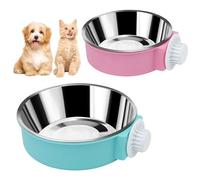2 Pcs Pet Crate Water Bowl 2 IN 1 Hanging Pet Bowl, Removable Stainless Steel Dog Bowls Large Capacity Cat Feeding Bowls, Puppy Double Feeder Food Water Bowls with Bolt Holder for Small Animals