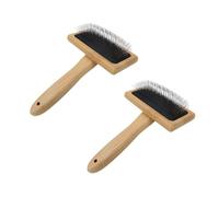 2 Pcs Pet Grooming Brush, Stainless Steel Pin Slicker Combs with Wood Handle, Medium Size 5.98 x 4.02 in / 15.2 x 10.2 cm, Lightweight Hair Remover for Dogs, Cats, Promoting Healthy Coat
