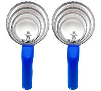 2 Pcs Pet Grooming Comb for Horses, Blue Stainless Steel 4 Ring Double Sided Curry Comb, 8.9 x 3.9 in Toothed Shedding Brush, Detangler Scraper, Itching Rake for Cattle and Equine