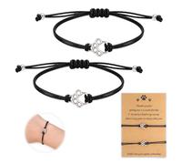 2 Pcs Pet Memorial Bracelet with Thank You Card Pets Lover Memory Gift | Dog Memorial Gifts Paw Print Friendship Bracelets, Pet Memorial Gifts for Cat Dog Loss Gift Men Women
