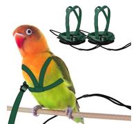 2 pcs Pet Parrot Bird Harness and Leash, Adjustable Training Design Anti-Bite, Outdoor Flying Training Rope Kit for Bird Parrots Fits Birds Chest Between35-62cm /13.78-24.41inch - L (Green