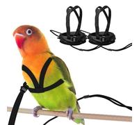 2 pcs Pet Parrot Bird Harness and Leash, Adjustable Training Design Anti-Bite, Outdoor Flying Training Rope Kit for Bird Parrots Fits Birds Chest Between46-76cm /18.11-29.92inch (black, L)
