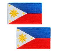 2 PCS Philippine Flag Embroidered Tactical Emblem Patch Filipino National Hook and Loop Badge Applique Patches for Armband,Pouch,Vest,Hat,Biker,Uniforms,Clothes,Backpack,Jacket