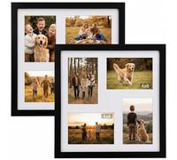 2 PCS Photo Collage Frame, 6x4,Multi-Photo Frame, Display Eight 6x4 Inch Pictures, Wall & Tabletop Display, Multi-Aperture Picture Frame Set for Home, Office, Living Room Décor (Black, 13" x 13")