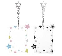 2 Pcs Photocard Holder, Cute Star Photocard Holders Keychain, Creative Kpop Gifts for Girls, Transparent Kpop Photocard Holder for Idol Card, Photo Album, Bus, Student Card (2, Multicolor)