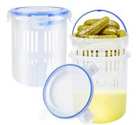 2 Pcs Pickle Jar with Strainer,45 oz Large Pickle Jar Container Leak Proof and Lock It Lid,Jalapeno Container Pickled Food Container for Olive Gherkin Dill Sliced Pickles