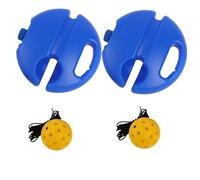 2 Pcs Pickleball Trainer Set, Yellow 40 Hole Pickleballs, Blue Base, Adjustable Elastic Cord, Pickleball Practice Rebounder for Solo Training, with Drawstring Bag and Color Box