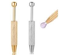 2 PCS Piercing Ball Grabber, Piercing Removal Tool Assistant Pen Diamond Claw Tweezers 4-Claw Stainless Steel Jewelry Pick up Tool for Small Parts Diamond Electronic Components Pearls (Gold & Silver)