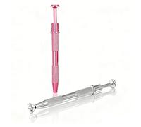 2 PCS Piercing Ball Grabber Tool 4 Claw Tweezer Grabber Pen Stianless Steel Piercing Ball Holder Mini Flat Bac Earring Applicator for Jewelry Picking IC Chips Electronic Components (Pink & Silver)