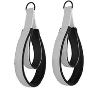 2 Pcs Pilates Reformer Double Loop Straps, Polyester Cotton Fitness Straps with Plush Lining, 14.96 x 1.96 in, for Pilates Yoga Workouts, Ankle and Wrist Support, White and Black Pair