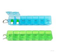 2 Pcs Pill Box, 7 Day Pill Dispenser Storage Case Portable Medicine Storage Box Tablet Boxes Pill Organiser with Dosset Compartments for Medicines Supplements Vitamins Cod Liver Oil (Blue, Green)