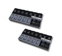 2 PCS Pill Boxes 7 Day 2 Times a Day for Daily Pill Organiser with 14 Compartments Am Pm Medication Organizer for Vitamin Supplement（Black）