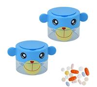 2 Pcs Pill Crusher and Grinder, Professional Pill Pulverizer, Tablet Crusher for Pills, Vitamins, Tablets, Elderly, Children, Pets (Blue Bear)