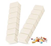 2 PCS Pill Organiser, 7 Day Pill Boxes Weekly Pill Box Reminder Portable 7 Day Tablet Boxes for Hold Vitamins, Cod Liver Oil, Supplements and Medication with Large Separate Compartments (White)