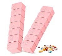 2 PCS Pill Organiser Pink,7 Day Pill Boxes Weekly Tablet Box Reminder Portable 7 Day Tablet Boxes for Hold Vitamins, Cod Liver Oil, Supplements and Medication with Large Separate Compartments (Pink)