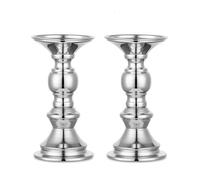 2 Pcs Pillar Candle Holders, Wedding Centerpieces Metal Candle Holder Candles Stand Decoration Ideal for Weddings Special Events(2pcs silver)