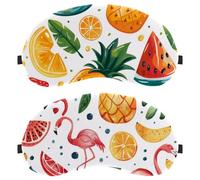 2 PCS Pineapple Pear Wtermelon Flamingo Sleep Mask for Back and Side Sleeper, 100% Light Blocking Eye Mask, Adjustable & Breathable Sleeping Eye Cover, Zero Eye Pressure