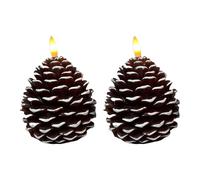 2 PCS Pinecone Candles Flameless with Timer, Flickering 3DWick Real Wax Pine Cone Candles,Christmas Decoration Flameless Pine Cone Candl-e with Timing Function, Brown Christmas Decor