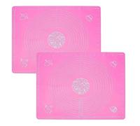2 Pcs Pink 19.7''x15.8'' Non-Stick and No-Slip Food Grade Silicone Dough Rolling Mat for Making Cookies, Macarons, Multipurpose Mat, Countertop Placemat