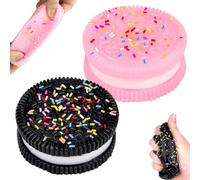 2 PCS Pink And BlackBiscuit Stress Relief Toy，Ultra-Soft Decompression Toy，Squishy Novelty Things Suitable，Stress Ball Squeeze Toys Anxiety Relief for Kids Adults