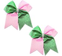 2 PCS Pink and Green Enchanted Witch Hair Bow Clips,Crystal Aesthetic Bow Hair Clips,Sparkly Musical Theater Hair Accessories,Silky Satin Hair Bows Clips,Magic Fantasy Hair Accessories for Cosplay