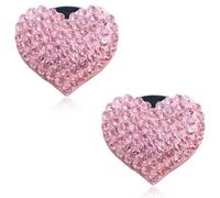 2 Pcs Pink Bling Heart-Shaped Car Air Vent Clips ，Crystal Rhinestone Air Fresheners & Oil Diffusers for Car Interior Decoration