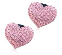 2 Pcs Pink Bling Heart-Shaped Car Air Vent Clips, Crystal Rhinestone Air Fresheners & Oil Diffusers for Car Interior Decoration