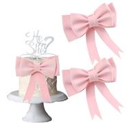 2 PCS Pink Bow Cake Toppers, Oversized Bow Decoration Bow Princess Cake Topper Pink Bow Party Decoration, No Assembly Suitable for Birthday Wedding Party Cake Decoration