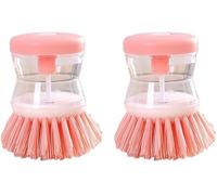 2 Pcs Pink Dish Brush with Soap Dispenser, Soap Dispensing Brush, Dish Pot Pan Sink Cleaning, Kitchen Brush, Dish Brush Washing Utensils, Soap Dispensing, Washing Up Liquid Dispenser