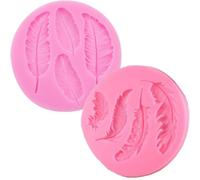 2 Pcs Pink Feather Silicone Fondant Mold,DIY Handmade Baking Tools for Fondant Chocolate Candy Cake Decoration Polymer Clay and Crafting Clay Molds