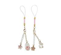 2 PCS Pink Flower Phone Charms Cute Rabbit Pink Cherry Blossoms Mobile Phone Lanyard Strap Chinese Style Phone Charm Key Chain Car Key Hanging Pendants Decor