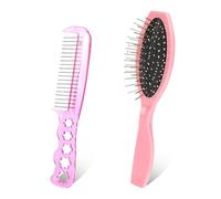 2 Pcs Pink Lightweight Wig Brushes, Portable Comb Professional Synthetic Hair Brush Extension Brushes for Girls, Women