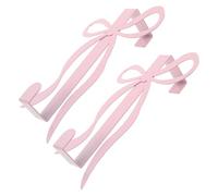 2 Pcs Pink Metal Bow Hooks Over The Door Hanger for Bathroom and Kitchen, Powerful Support Elegant Decorative Design, Fit 1.77 Inch Door for Towels and Daily Essentials