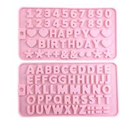 2 PCS Pink Silicone Chocolate Alphabet & Number Molds ，Perfect for DIY Cakes, Decorations, and Sweet Treats Crafting，Creative Baking Essentials
