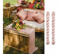 2 pcs Pink Table Runner, 90 x 180 cm Table Runners,Elegant Crinkle Texture Design Tablecloth, Light Pink Crinkle Gauze, Tables Runner for Wedding, Birthday Party Decoration