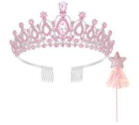 2 Pcs Pink Tiara Set, Tiara for Women, Princess Crown, Princess Tiaras for Girls Pink Crown Suitable for Celebrations, Anniversaries, or Other Celebratory Occasions