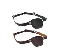 2 Pcs Pirate Eye Patches Retro Faux Leather Eye Patch Adults Kids Medical Eye Patch Pirate Captain Eyepatch with Adjustable Strap Gothic Style Cosplay Props for Halloween Masquerade Role Play Party
