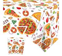 2 PCS Pizza Party Tablecloths,87" Lx51 W Rectangular Plastic Table Covers,Kids' Party Disposable Tablecloths Party Decoration Supplies