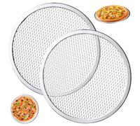 2 Pcs Pizza Screen Stainless Steel 13 In Round Mesh Pizza Tray for Oven Non Stick Heat Distribution Baking BBQ Seamless Grill Mesh Mat for Restaurant, Home