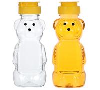 2 Pcs Plastic Bear Honey Bottle Jars Empty Honey Squeeze Bottle With Yellow Flip-Top Lid Leak Proof Flip-Top Caps Honey Container Honey Dispenser for Storing And Dispensing Garlic Presses