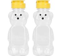 2 Pcs Plastic Bear Honey Bottle Jars with Yellow Flip-top Lid Empty Honey Squeeze Bottle for Storing and Dispensing Condiment Squeeze Bottles (8 Oz)