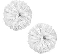 2 Pcs Plastic Cheerleading Pom Poms with Four Finger Handle, Colorful Matte Sports Spirited Cheer Poms for Kids Boys Girls Adult, Festival Cheering Dance Party Team Cheerleader Pompoms(Color:White)