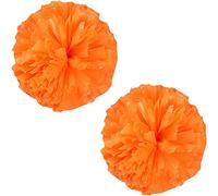 2 Pcs Plastic Cheerleading Pom Poms with Four Finger Handle, Colorful Matte Sports Spirited Cheer Poms for Kids Boys Girls Adult, Festival Cheering Dance Party Team Cheerleader Pompoms(Color:Orange)