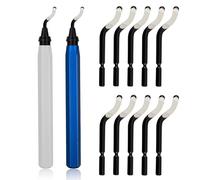2 Pcs Plastic Deburring Tool with 10 Pcs BS1010 High Speed Steel Blades, Deburring Tool for Plastic, Metal Handle Hand Deburrer for Metal Resin PVC Pipes Copper 3D Printed Edges, Silvery and Blue